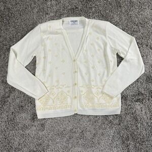 VTG Alfred Dunner Womens Cardigan Petite Medium Grandmacore Cottagecore Romantic
